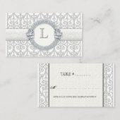 Carte De Placement Diamants et dentelle, Monogramme Mariage Siège (Devant / Derrière)