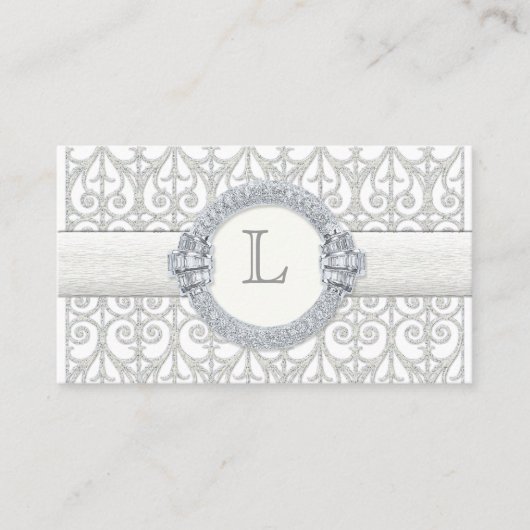 Carte De Placement Diamants et dentelle, Monogramme Mariage Siège (Devant)