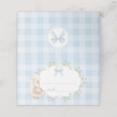 Carte De Placement Dinde Bleue Ruban Gingham Fantaisiste (Extérieur déplié)