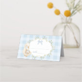 Carte De Placement Dinde Bleue Ruban Gingham Fantaisiste (Devant)