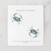 Carte De Placement Dîner aux fruits de mer au crabe bleu aquarelle ou (Extérieur déplié)