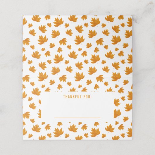 Carte De Placement Dîner d'action de grâces pour les feuilles d'autom (Extérieur déplié)