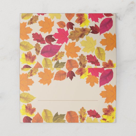 Carte De Placement Dîner de Thanksgiving fêtes automne Couleurs Feuil (Extérieur déplié)