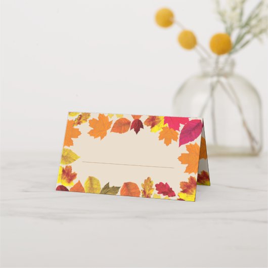 Carte De Placement Dîner de Thanksgiving fêtes automne Couleurs Feuil (Devant)