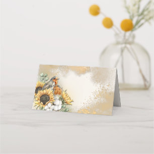 Carte De Placement Dîner de Thanksgiving Oiseaux Tournesols Automne 