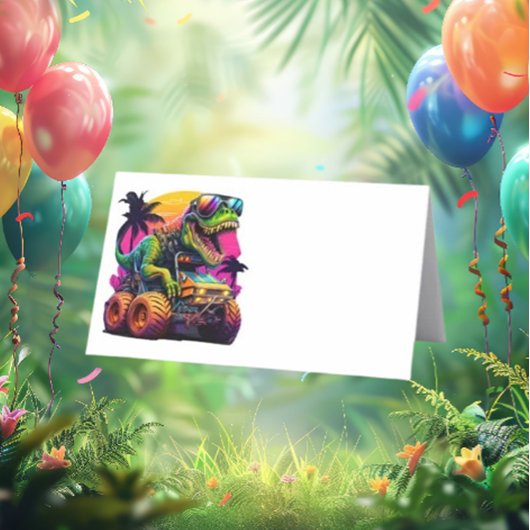 Carte De Placement Dino Monster Truck Joyeux Anniversaire
