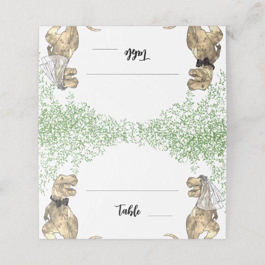 Carte De Placement Dinosaur Thème Mariage Foliage (Extérieur déplié)