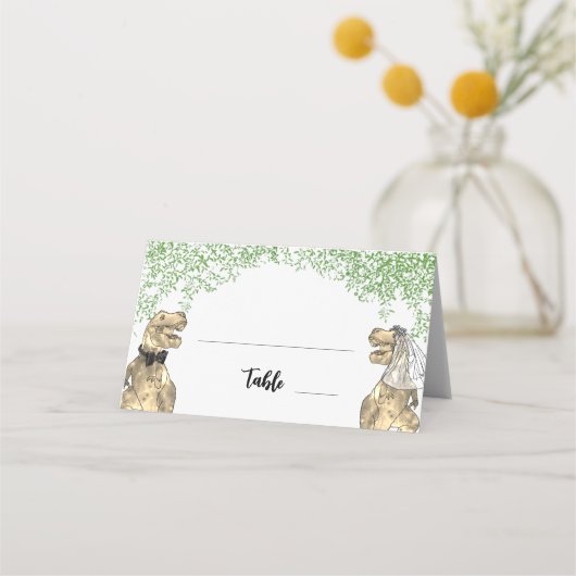 Carte De Placement Dinosaur Thème Mariage Foliage (Dos)