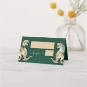 Carte De Placement Dinosaur Thème Mariage Vert foncé (Dos)