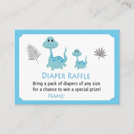 Carte De Placement Dinosaure bleu Raffle Billets (Devant)