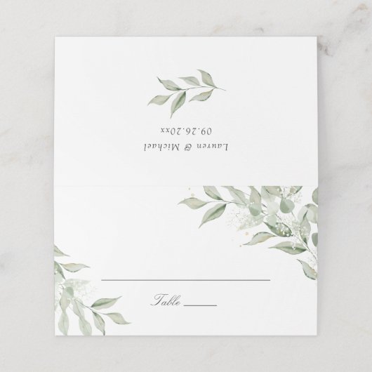 Carte De Placement Direction du congé d'olive de verdure Mariage du s (Extérieur déplié)