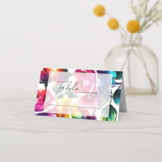 Carte De Placement Disposition de table de mariage avec des roses arc (Devant)