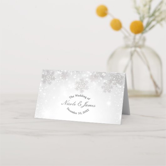 Carte De Placement Disposition des sièges de mariage d'hiver Flocons (Devant)