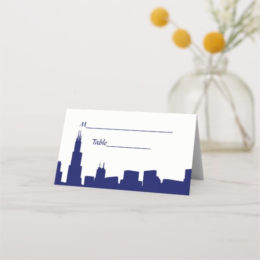 Carte De Placement do-it-yourself BG Chicago Skyline Silhouette Blue (Dos)