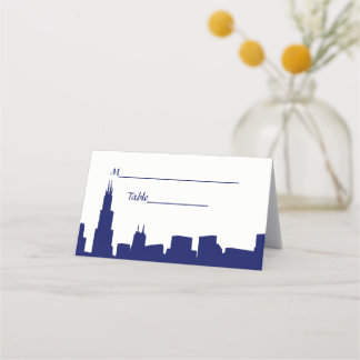 Carte De Placement do-it-yourself BG Chicago Skyline Silhouette Blue