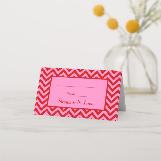 Carte De Placement do-it-yourself Couleurs rose #3 Rouge Chevron Zigz (Devant)