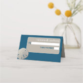 Carte De Placement Dollar de sable, Mariage Ocean Blue Beach (Devant)