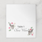 Carte De Placement Donkey Pink Floral Rustic Wedding (Extérieur déplié)
