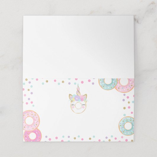 Carte De Placement Donut Birthday Place Card Donut Numéro de table (Extérieur déplié)