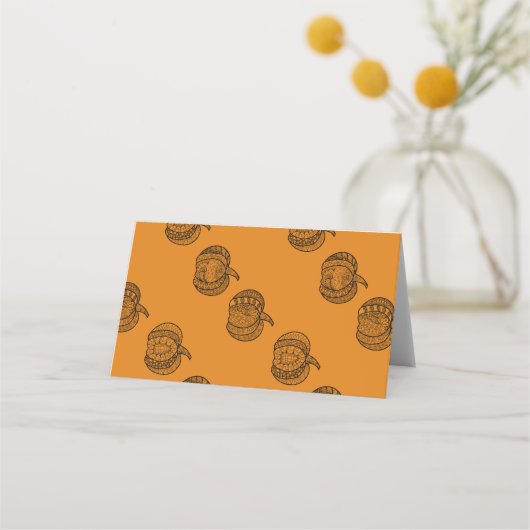 Carte De Placement Doodles d'Halloween boho zentangles citrouille Aut (Devant)