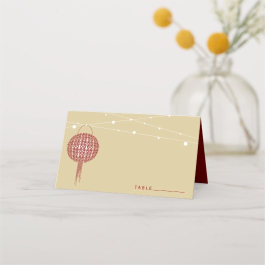 Carte De Placement Double bonheur Lanternes brillantes Mariage chinoi (Devant)