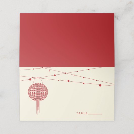 Carte De Placement Double Bonheur Red Lanterns Chic Mariage chinois (Extérieur déplié)