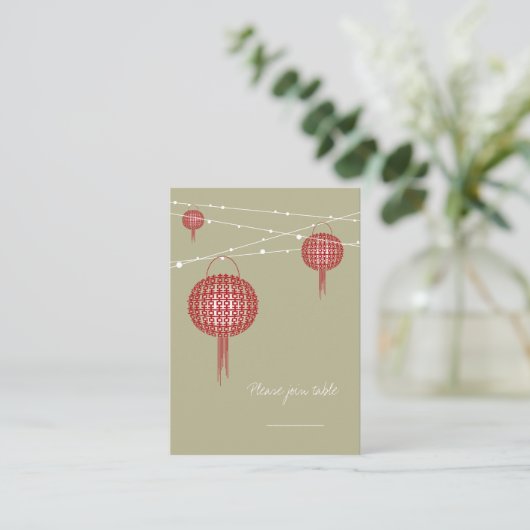 Carte De Placement Double Bonheur Red Lanterns Chic Mariage chinois (Debout devant)