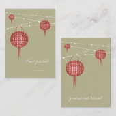 Carte De Placement Double Bonheur Red Lanterns Chic Mariage chinois (Devant / Derrière)