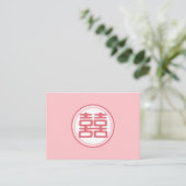 Carte De Placement Double Bonheur rose - rond (Debout devant)
