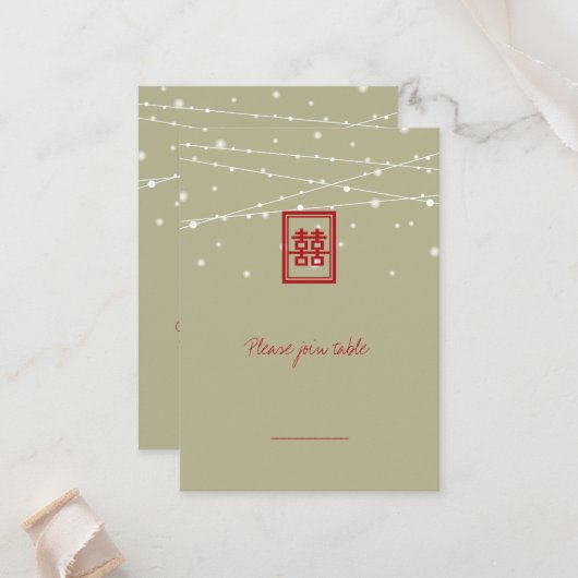 Carte De Placement Double Happy Fairy Lights Mariage Place Card (Devant/Arrière en situation)