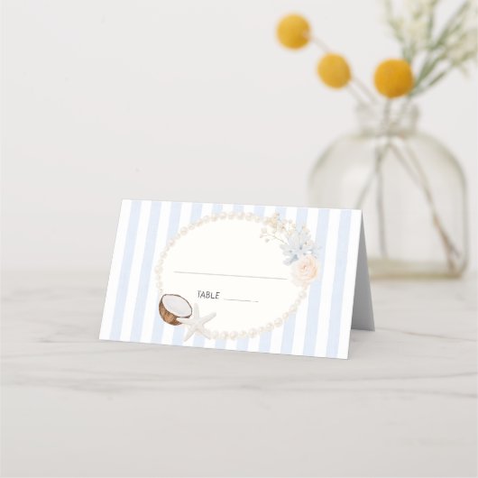 Carte De Placement Douce Fête de Mariage Côtière (Devant)