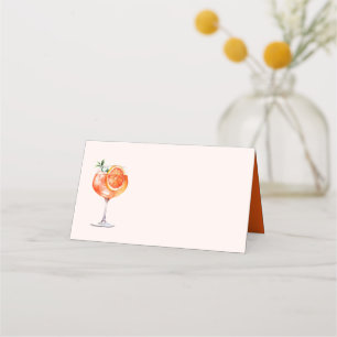 Carte De Placement Douce Soirée de Mariage au Cocktail Aquarelle