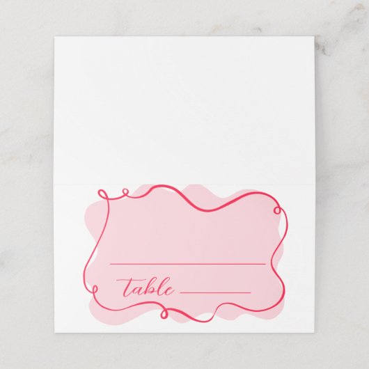 Carte De Placement Douche de nuptiale rose et rouge rétro (Extérieur déplié)