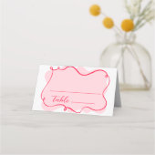 Carte De Placement Douche de nuptiale rose et rouge rétro (Devant)