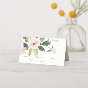 CARTE DE PLACEMENT DOUX ROSE PÂLE FLORAL FLEURI MARIAGE