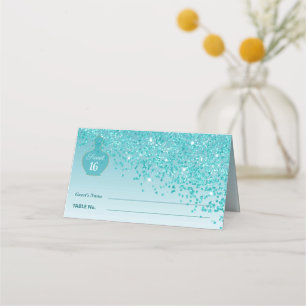 Carte De Placement Douze Ans Azur Parfum Bleu Sarcelle Paillettes Bou