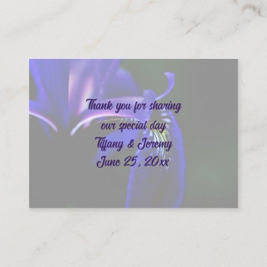 Carte De Placement Drapeau bleu Iris Fleur Mariage personnalisé (Dos)