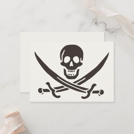 Carte De Placement Drapeau de crâne obsidien Drapeau de pirate Calico (Devant/Arrière en situation)