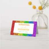 Carte De Placement Drapeau LGBT arc-en-ciel scintille mariage lesbien (Dos)