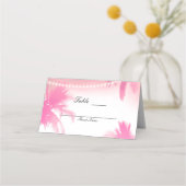 Carte De Placement Dreamy Palm Rose Trees & Lights Table Place (Dos)
