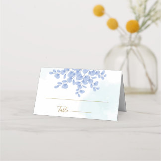 Carte De Placement Dusty Bleu Botanique Eucalyptus Mariage Feuille