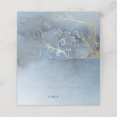 Carte De Placement Dusty bleu et or Mariage moderne (Extérieur déplié)