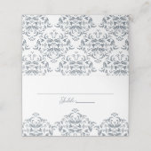 Carte De Placement Dusty Blue Elegant Calligraphie Damask (Extérieur déplié)