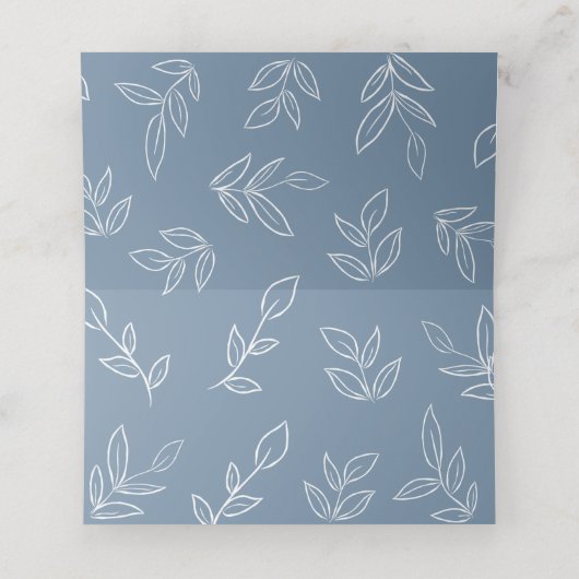 Carte De Placement Dusty Blue Elegant Feuille Mariage Motif (Intérieur déplié)