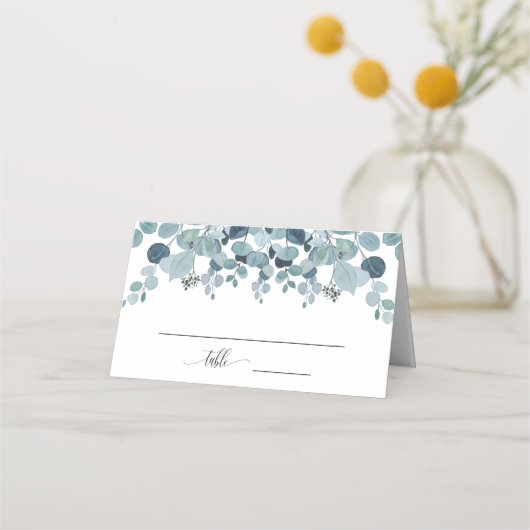 Carte De Placement Dusty Blue Eucalyptus Mariage de verdure (Devant)