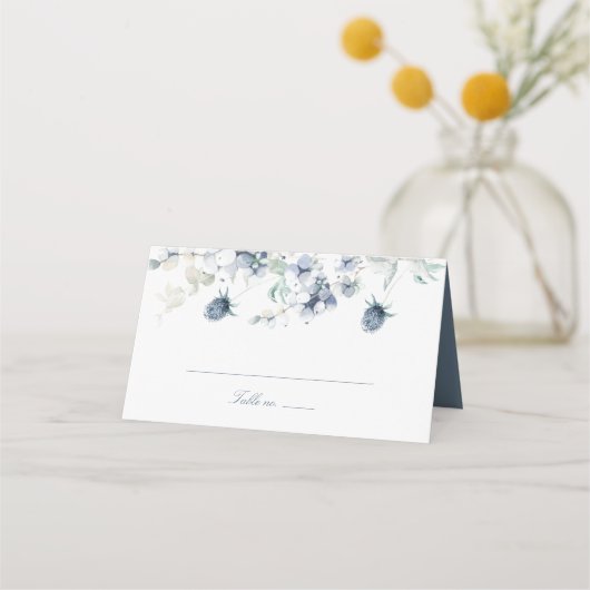 Carte De Placement Dusty Blue Floral Mariage (Devant)
