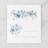 Carte De Placement Dusty Blue Gold Floral Bloom Mariage (Extérieur déplié)