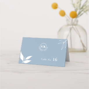 Carte De Placement Dusty Blue I Moderne Minimaliste I Branche Feuille