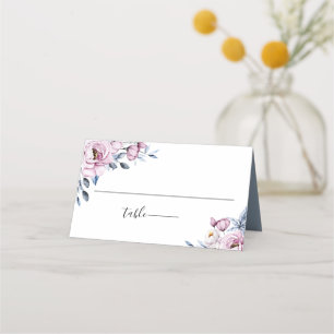 Carte De Placement Dusty Blue Mauve Botanique Floral Mariage