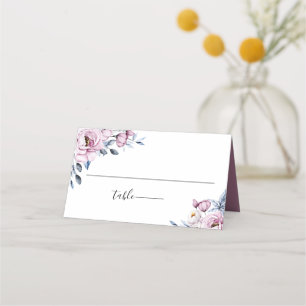 Carte De Placement Dusty Blue Mauve Botanique Floral Mariage